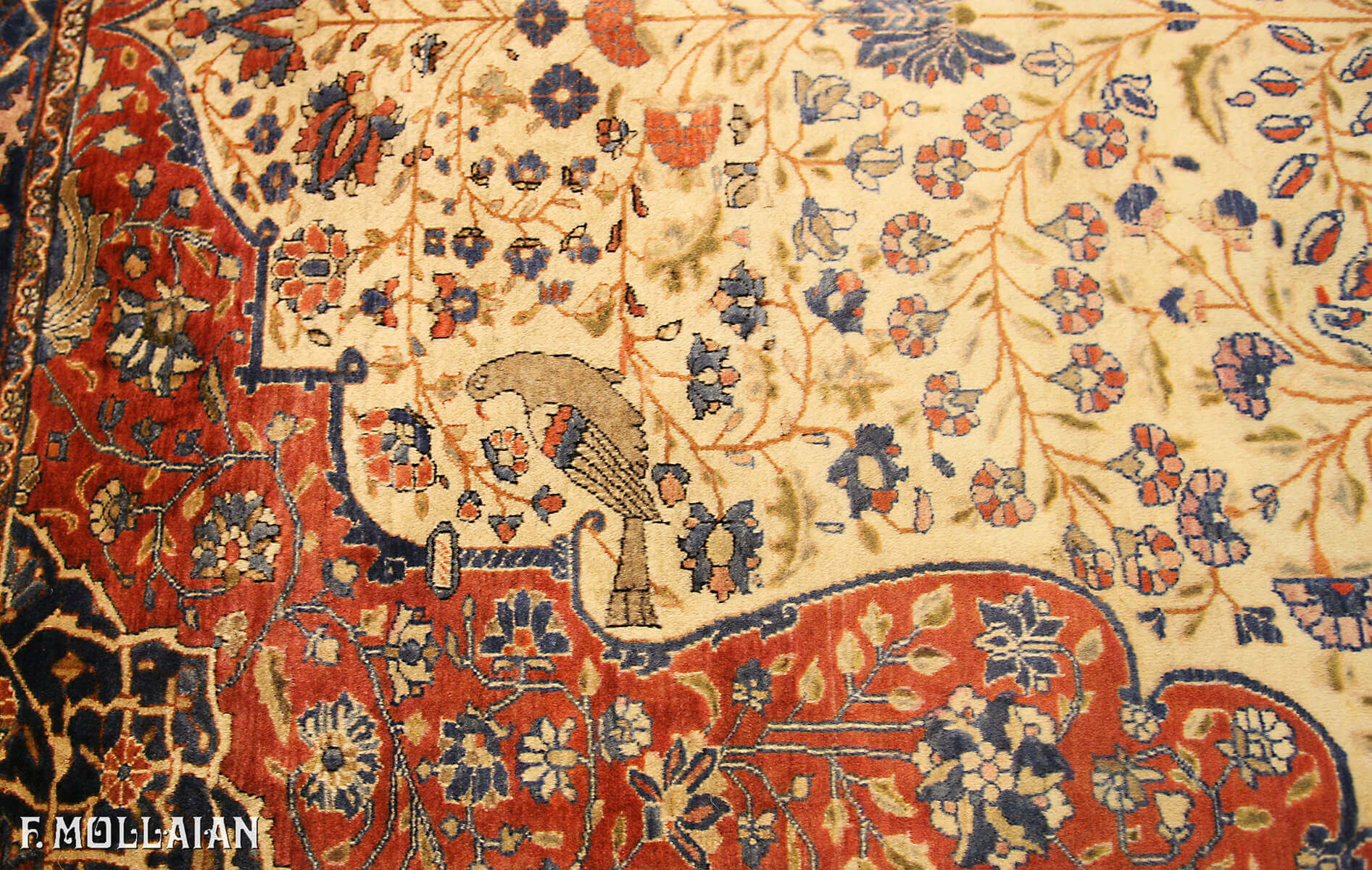 Tappeto Persiano Antico Kashan Mohtasham n°:32413156